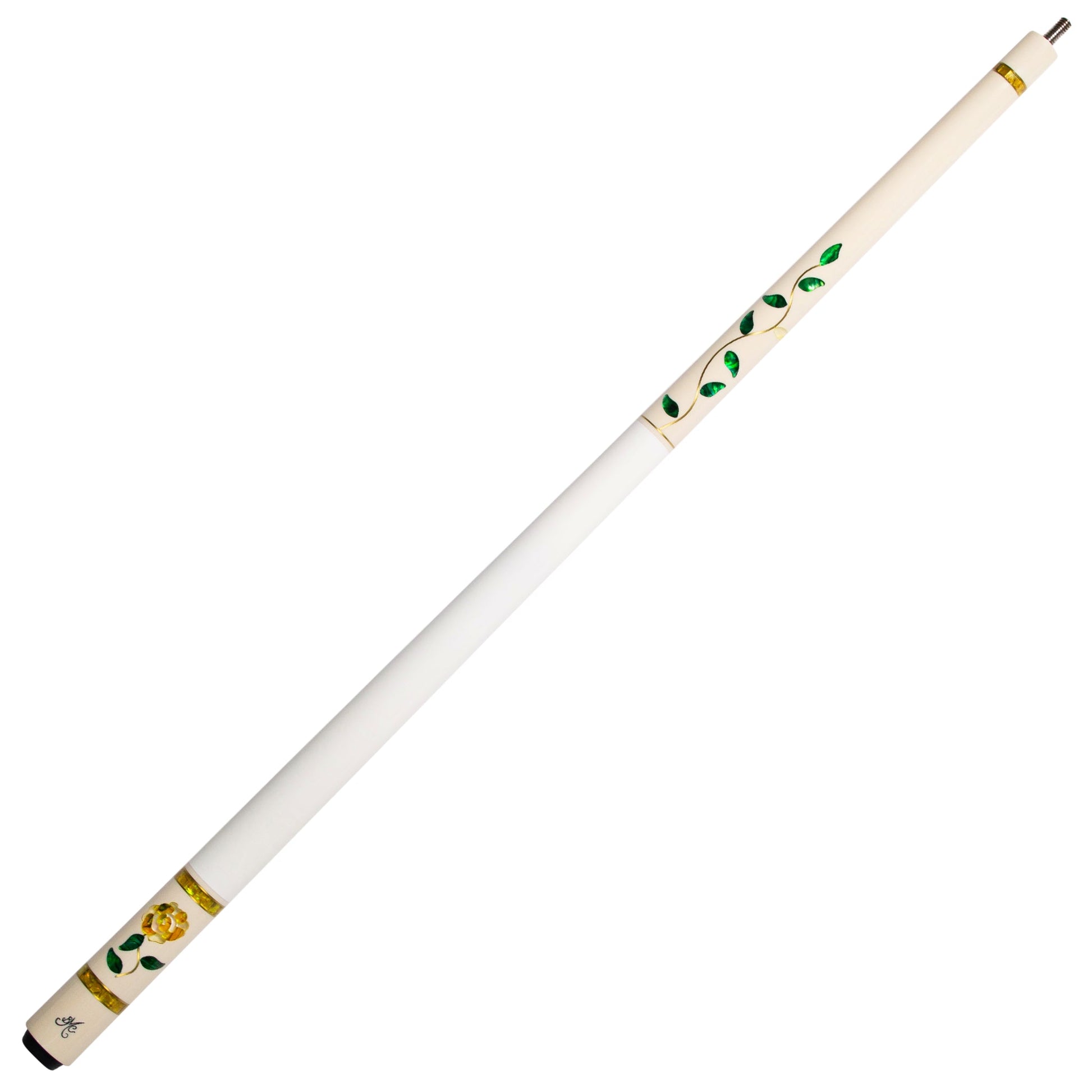 BMC Glass Rose White and Yellow Meucci Pool Cue Full