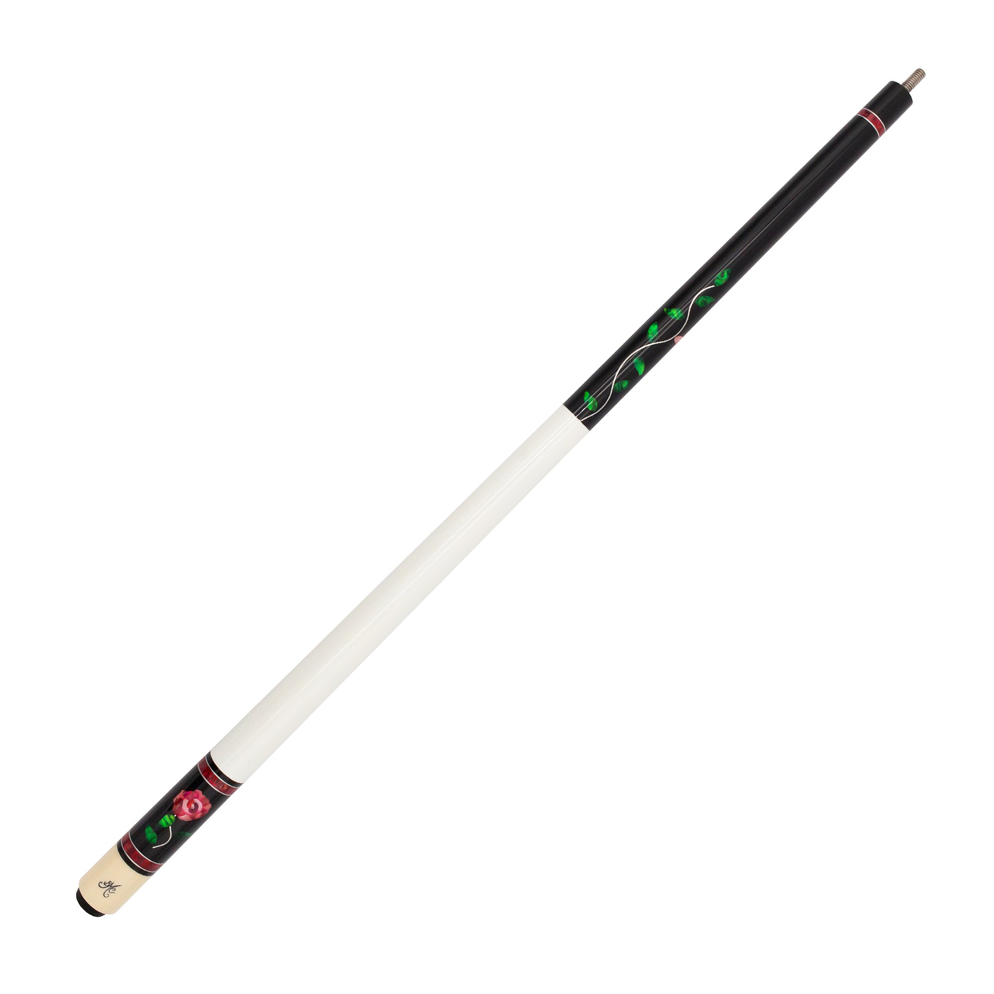 BMC Glass Rose Black and Pink Meucci Pool Cue Full