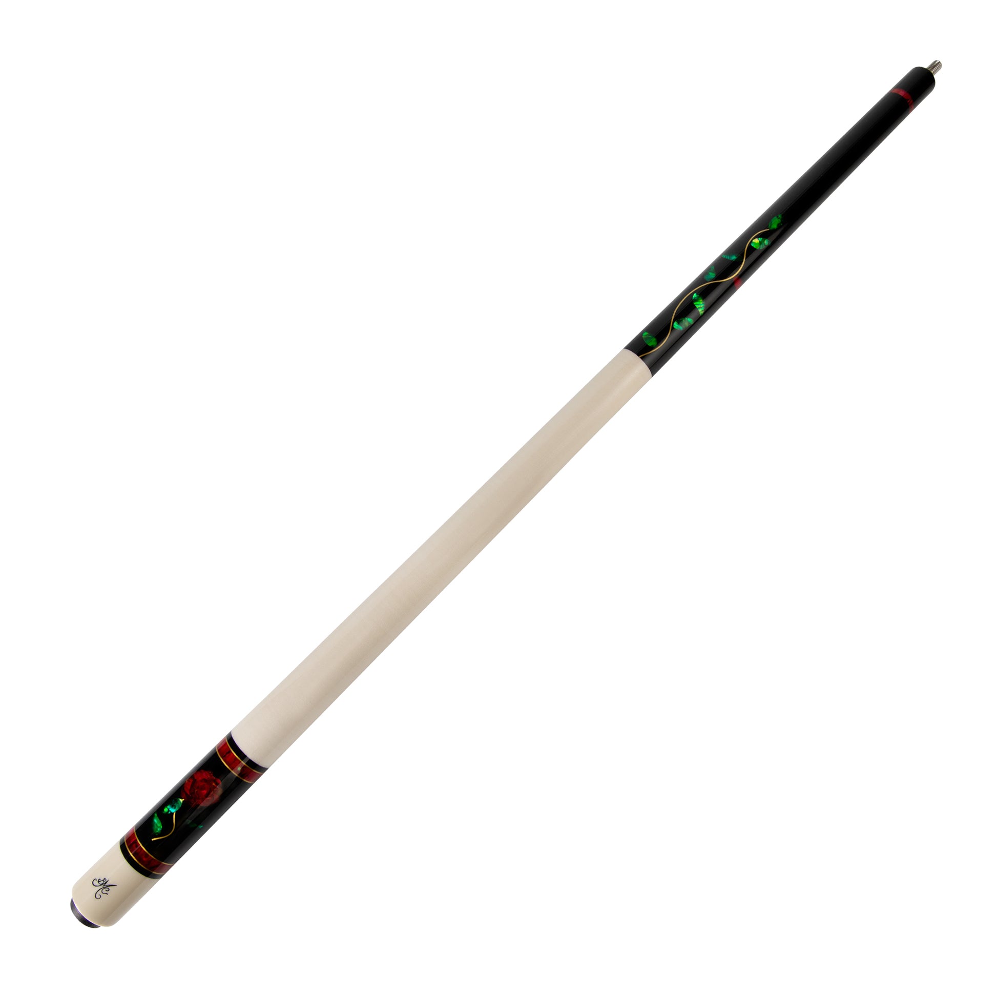 BMC Glass Rose Black and Red Meucci Pool Cue Full